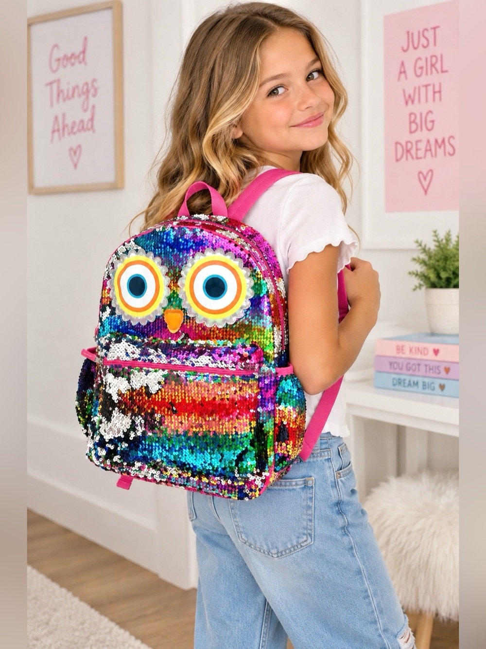 OWL SEQUIN BACKPACK